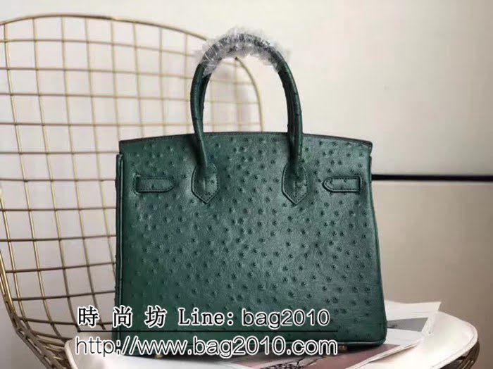 愛馬仕Hermes原版牛皮鴕鳥紋 Birkin 鉑金包 時尚手提包 0AM1016
